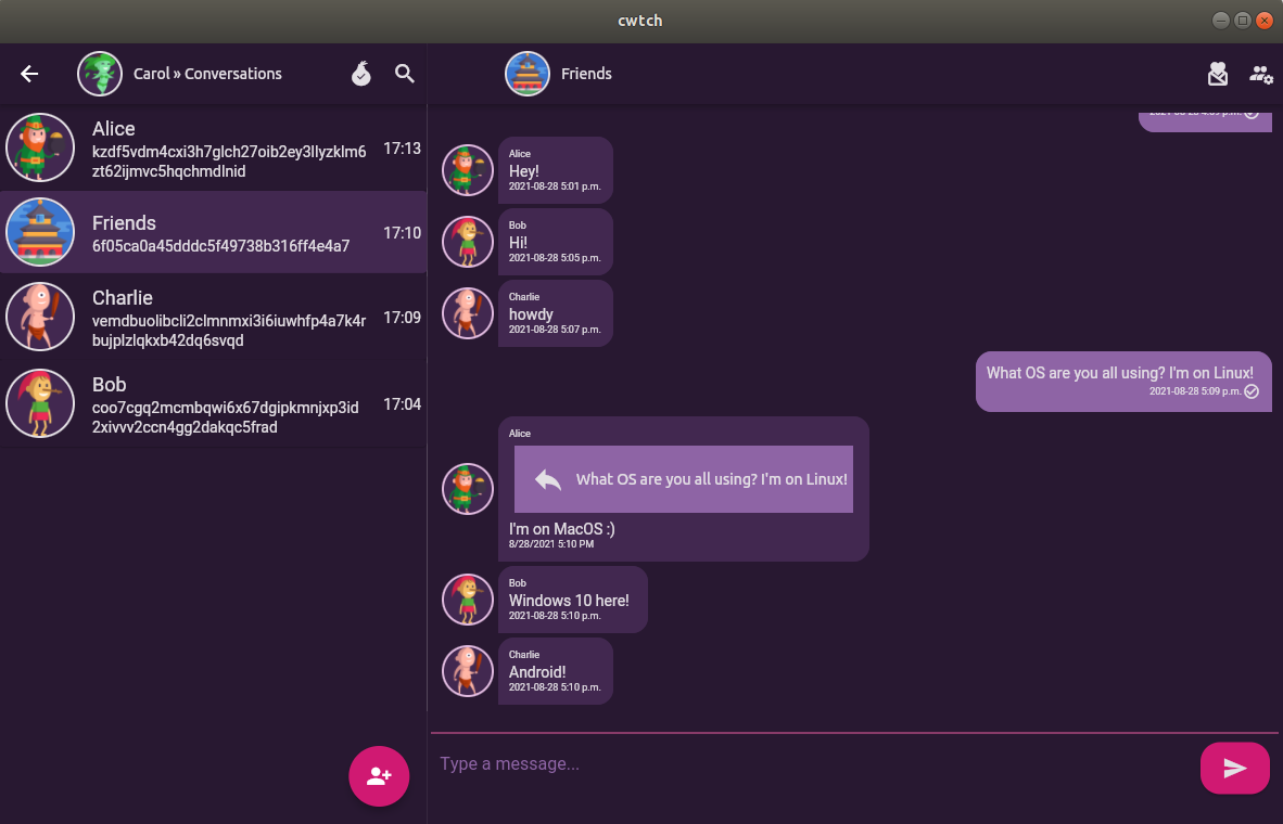 Cwtch chat on Linux